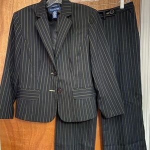 Vintage pinstripe black and green suit Evan-Picone petite ankle crop Y2K